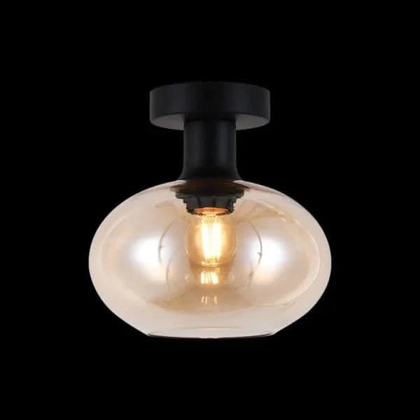 Amber Glass Orb Ceiling Light Indoor Use