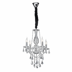 Crystal chandelier with black ribbon on a white background
