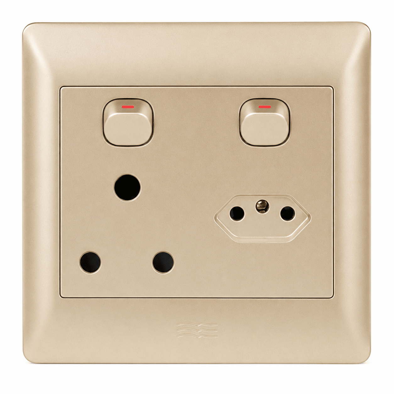 Champagne 1 x 16A, 1 x Euro Switched Socket