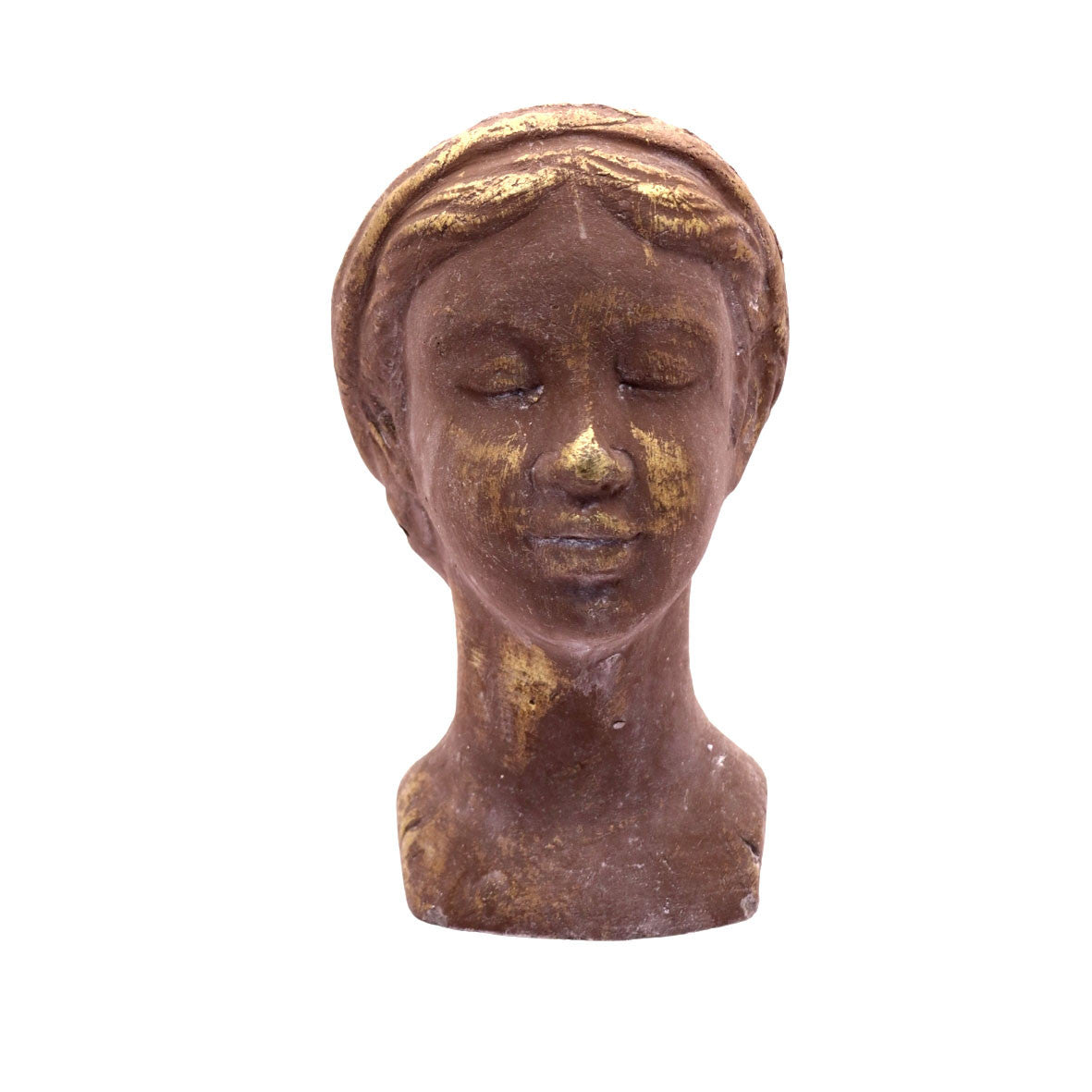 Small Grey Cement And Gold Female Bust Planter product image