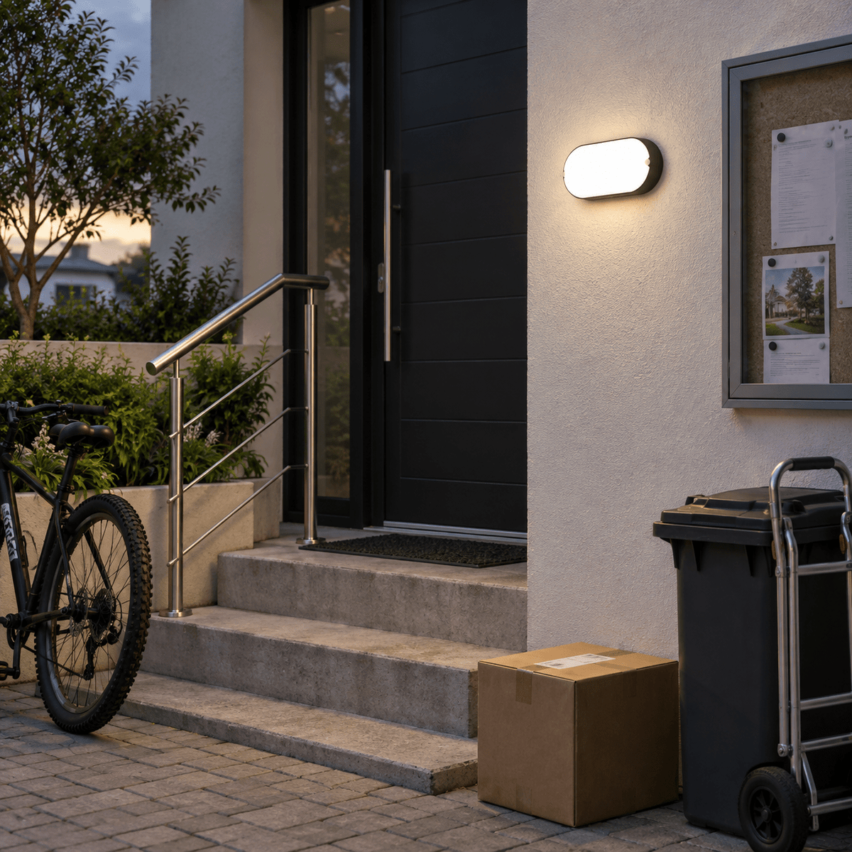 Black 9W LED Oval Bulkhead, 4000K, 630 Lumens, IP54 — Small Business Entrance
