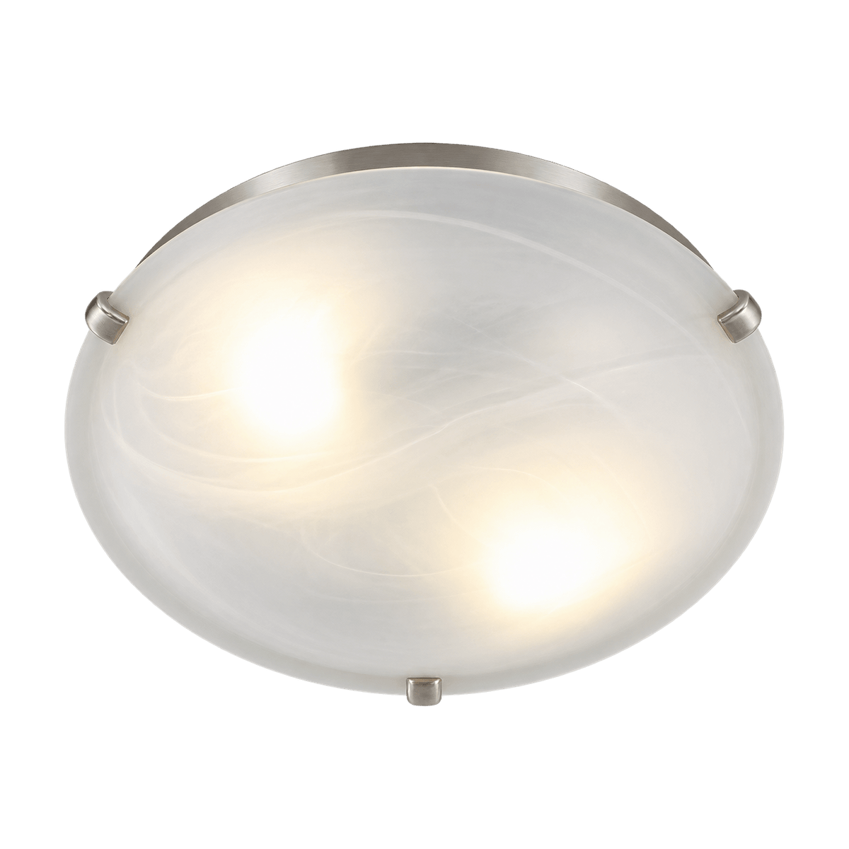 Satin Chrome 2-Light E27 Alabaster Ceiling Light - 300mm - transparent background