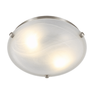 Satin Chrome 2-Light E27 Alabaster Ceiling Light - 300mm - transparent background