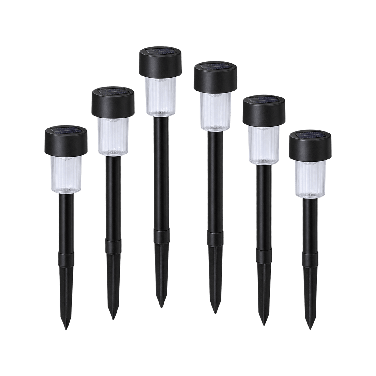 Black Solar Garden Spike Light - 6 Pack - transparent background