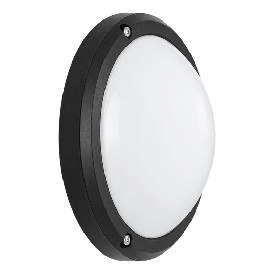Black ABS Opal E27 Bulkhead Light - IP44, 270mm - transparent background