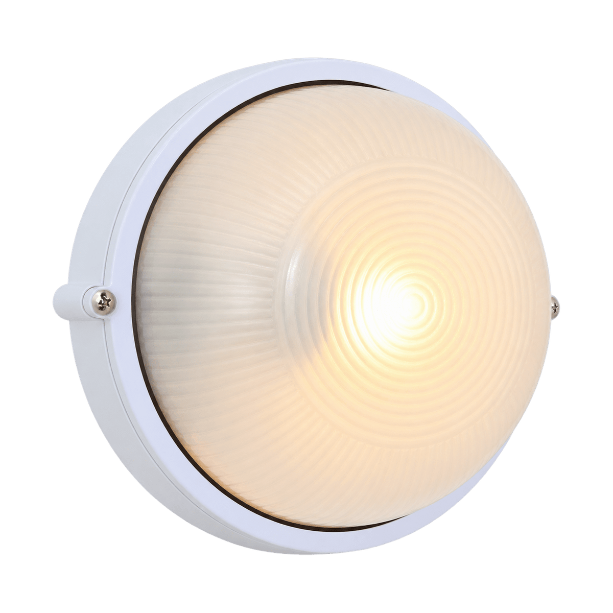 White Round E27 Bulkhead Light - IP54, 180mm - transparent background