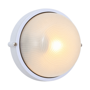 White Round E27 Bulkhead Light - IP54, 180mm - transparent background