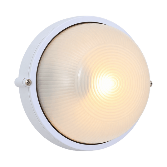 White Round E27 Bulkhead Light - IP54, 180mm - transparent background