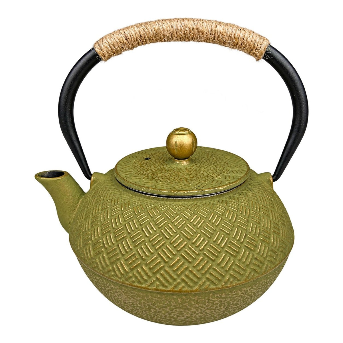 Cast Iron Teapot 1200 ml - Olive Green, white background