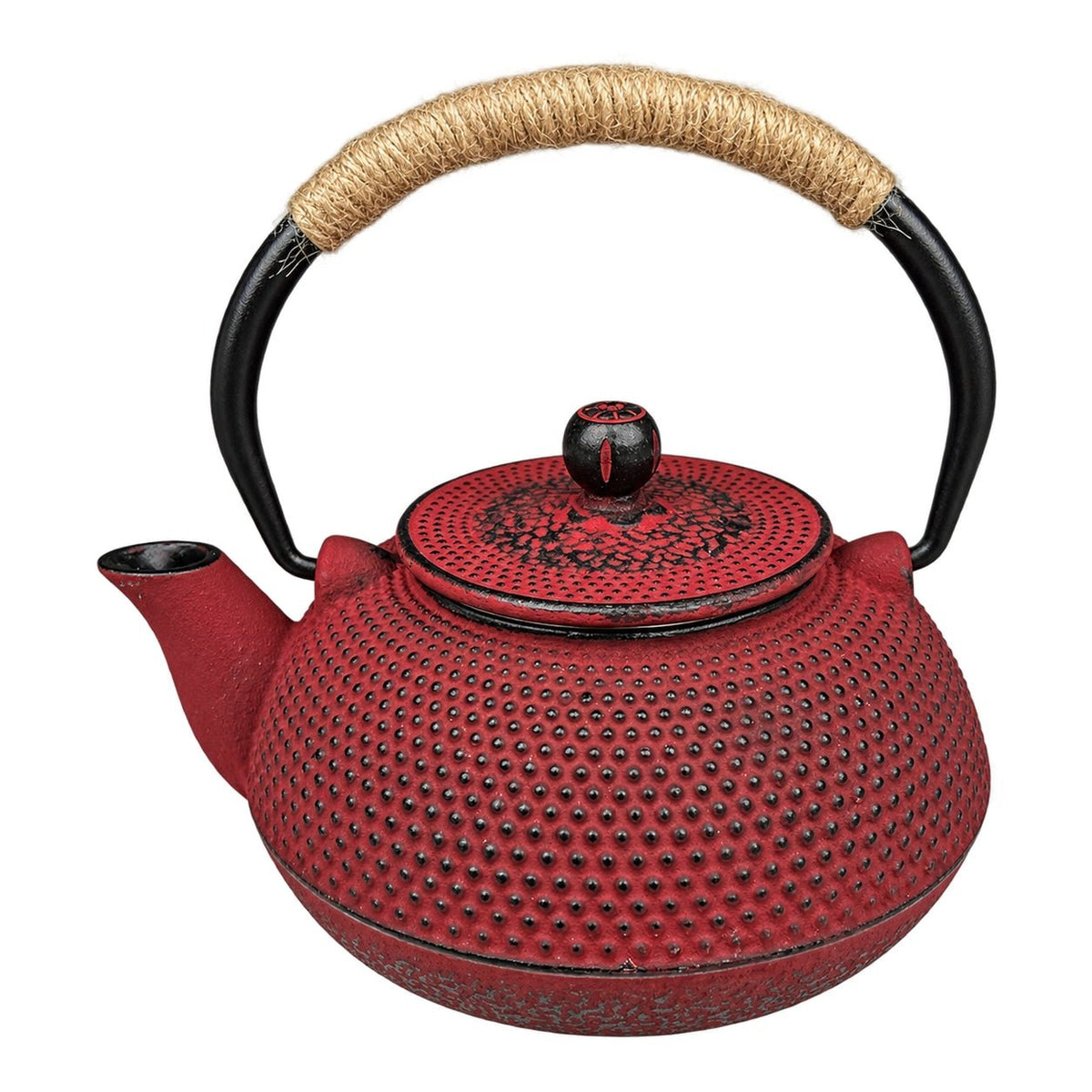 Cast Iron Teapot 600 ml - Red, white background