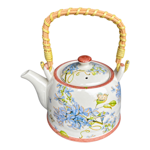 Ceramic Teapot - Blue Frangipani, transparent background