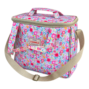 Pink flower coolbag product on transparent background