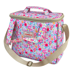 Pink flower coolbag product on white background