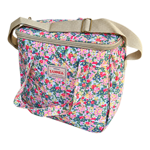 Red and pink flower coolbag product on transparent background