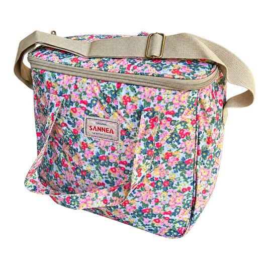 Red and pink flower coolbag product on transparent background