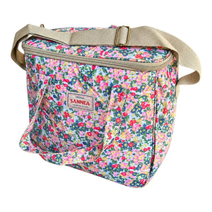 Red and pink flower coolbag product on white background
