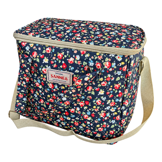 Red and blue flower coolbag product on transparent background