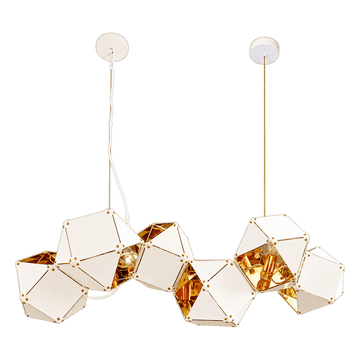 Transparent 1254 by 1254 product cutout: E14 6 Light Magic Box Pendant, White & Gold