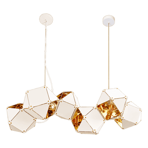 Transparent 1254 by 1254 product cutout: E14 6 Light Magic Box Pendant, White & Gold