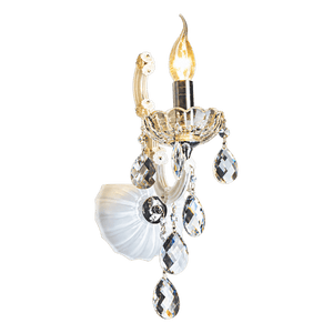 Transparent 1254 by 1254 product cutout: 1 Arm White Glass & Crystal Wall Light