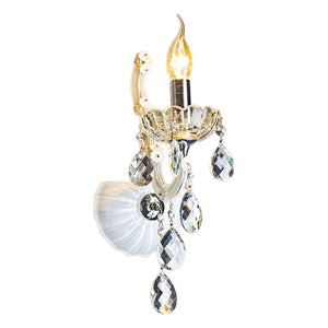 White background 1254 by 1254 product image: 1 Arm White Glass & Crystal Wall Light