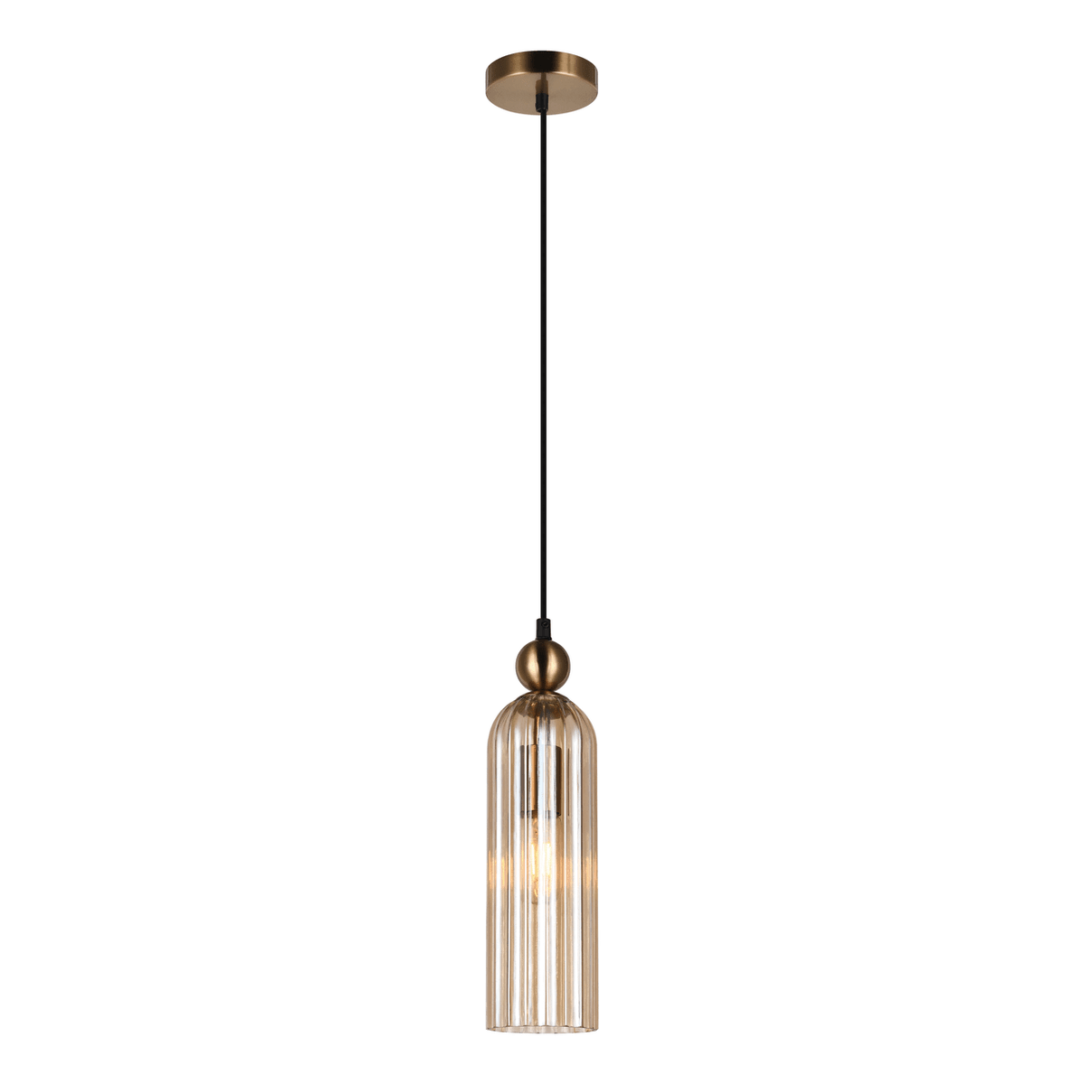 Belle Glass Pendant - Satin Gold with Amber Glass — transparent background