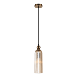 Belle Glass Pendant - Satin Gold with Amber Glass — transparent background