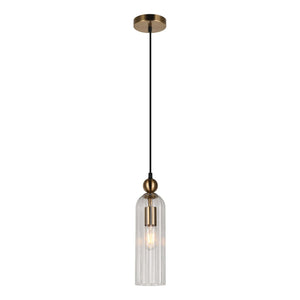 Belle Glass Pendant - Satin Gold with Clear Glass — white background