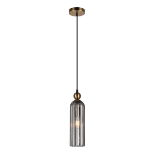 Belle Glass Pendant - Satin Gold with Smoke Glass — transparent background