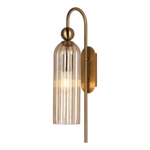 Belle Glass Wall Light - Satin Gold with Amber Glass — transparent background