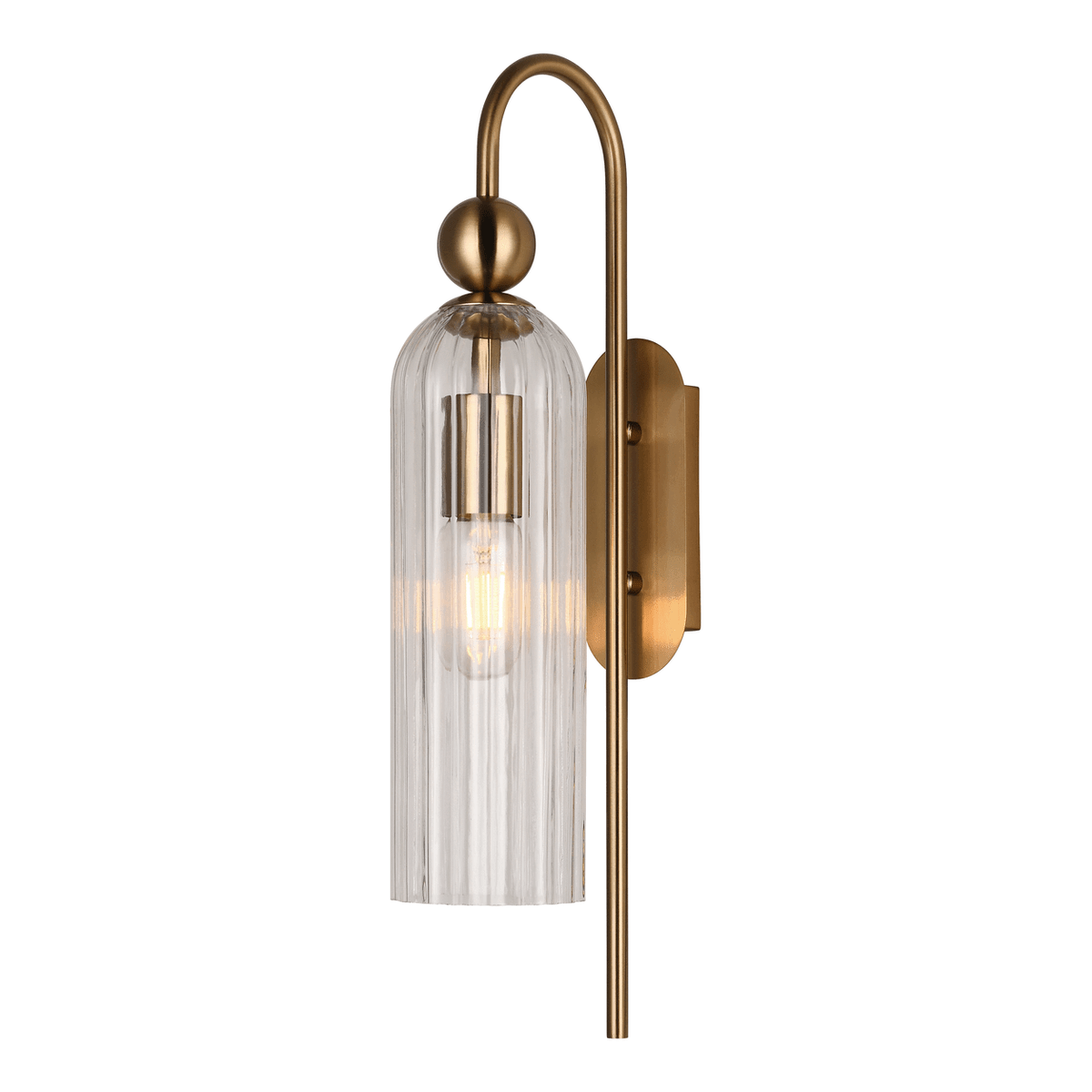 Belle Glass Wall Light - Satin Gold with Clear Glass — transparent background