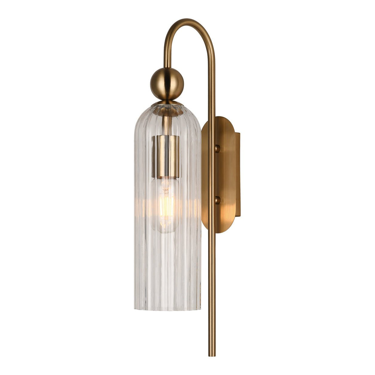 Belle Glass Wall Light - Satin Gold with Clear Glass — white background