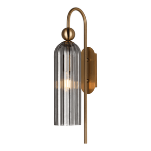 Belle Glass Wall Light - Satin Gold with Smoke Glass — transparent background