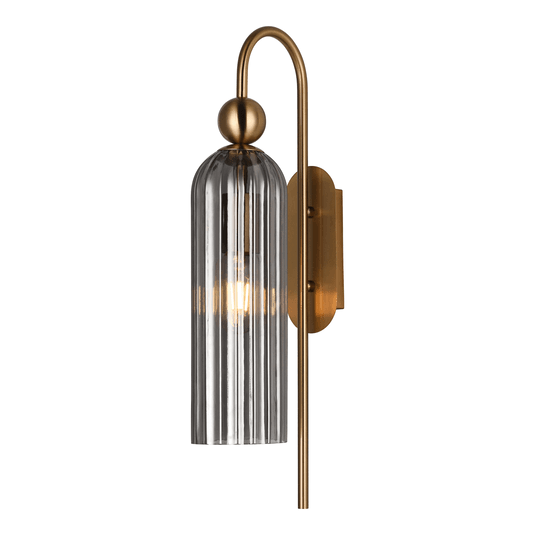 Belle Glass Wall Light - Satin Gold with Smoke Glass — transparent background