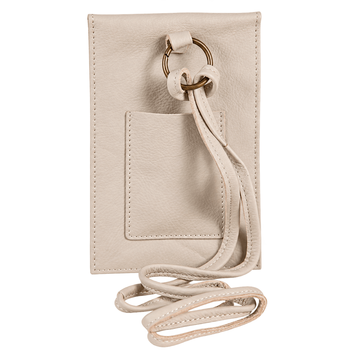 Cream Buffalo Leather Mobile Bag — transparent background, 1254 × 1254