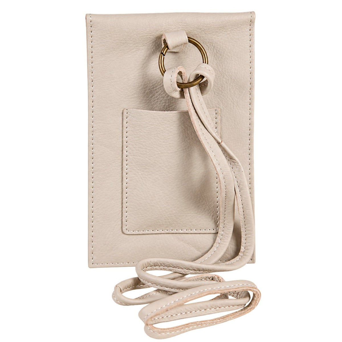 Cream Buffalo Leather Mobile Bag — white background, 1254 × 1254