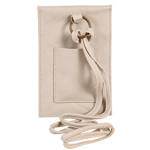 Cream Buffalo Leather Mobile Bag — white background, 1254 × 1254