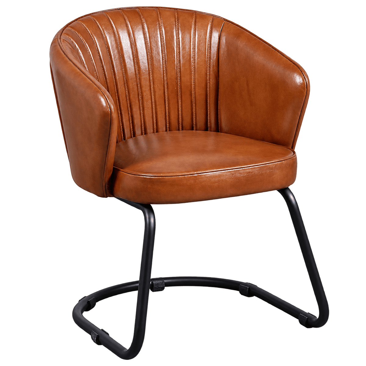 Elysian Curve Leather Dining Chair — transparent background, 1254 × 1254