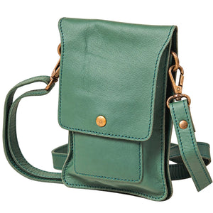 Green Buffalo Leather Mobile Case — white background, 1254 × 1254