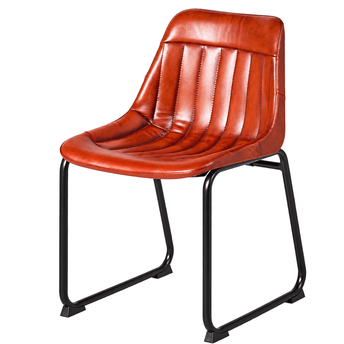Brown Buffalo Leather Dining Chair — transparent background, 1254 × 1254