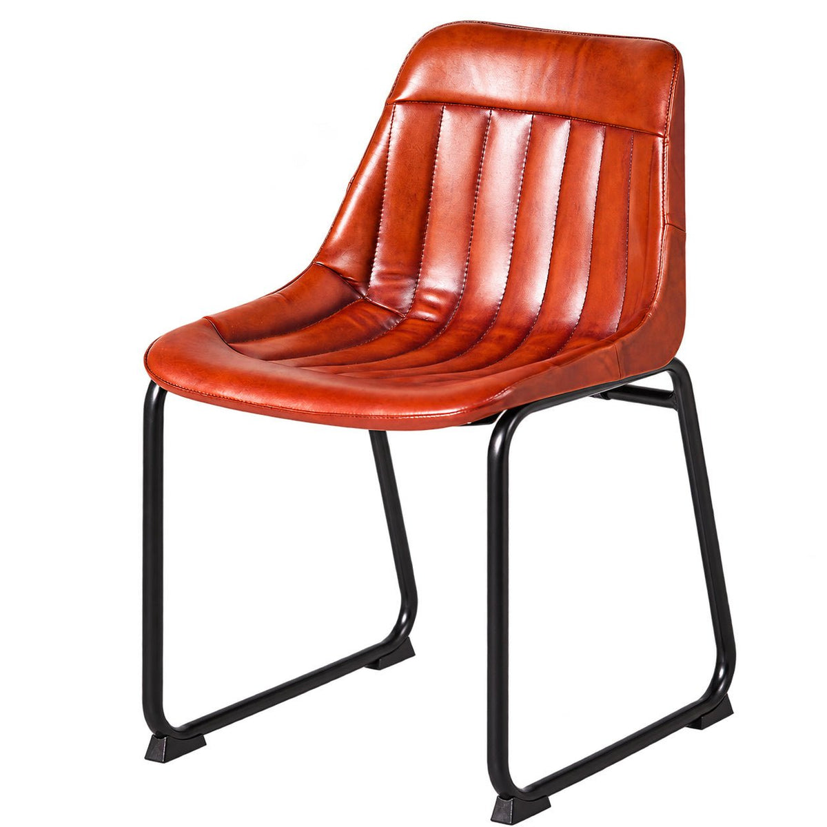 Brown Buffalo Leather Dining Chair — white background, 1254 × 1254