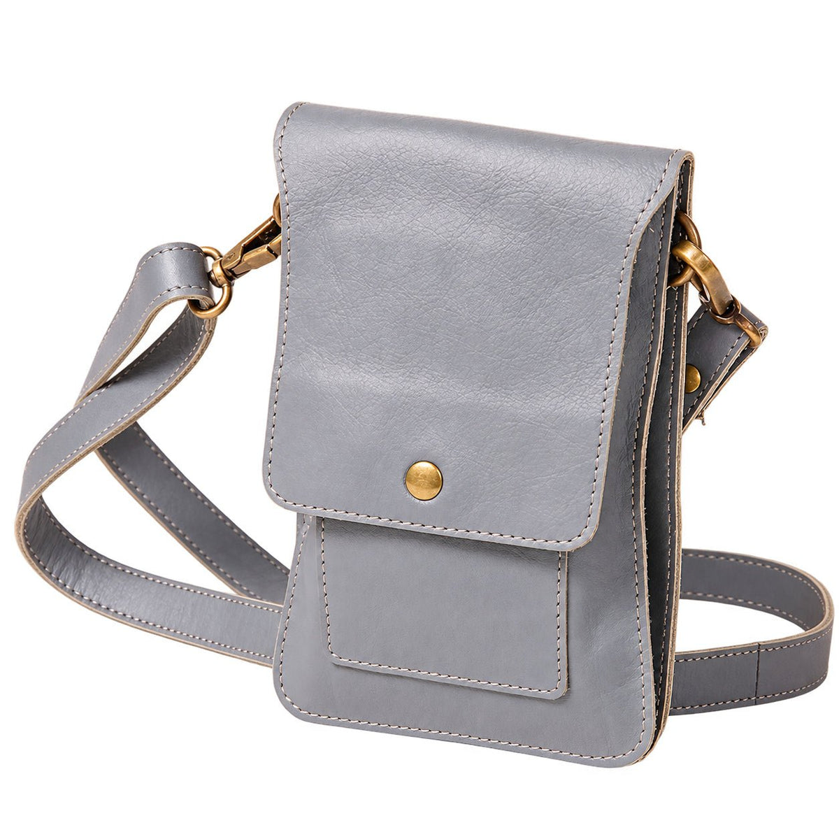 Dove Grey Buffalo Leather Mobile Case — white background, 1254 × 1254