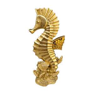Gold Shiny Seahorse Figurine, transparent background