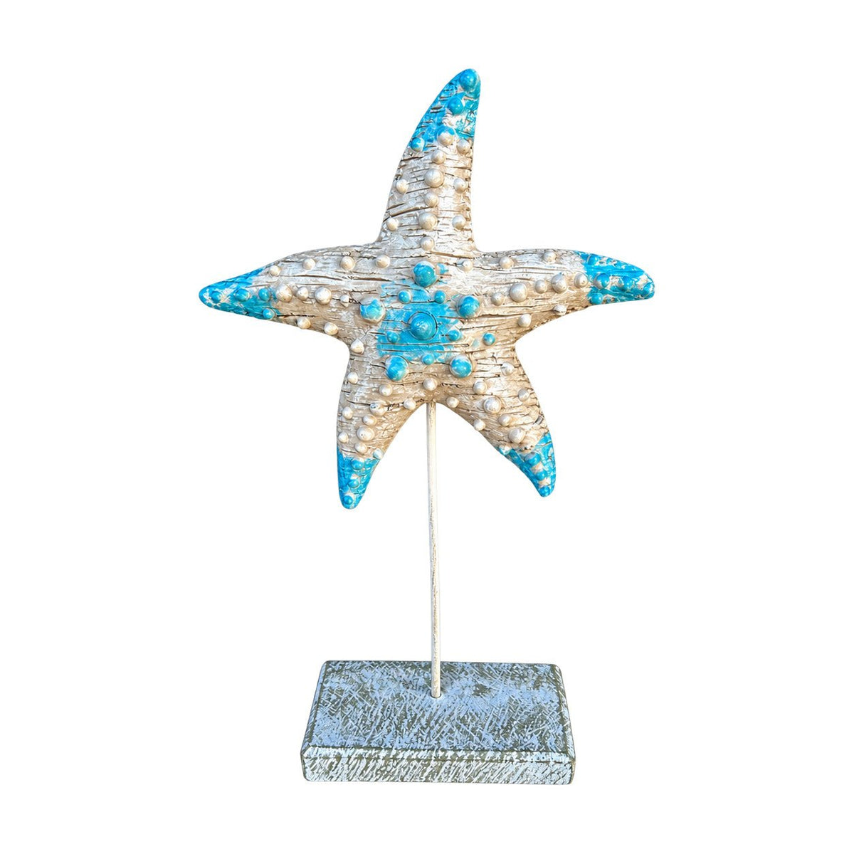 Blue-Tip Beige Seastar Figurine, white background