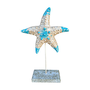 Blue-Tip Beige Seastar Figurine, white background