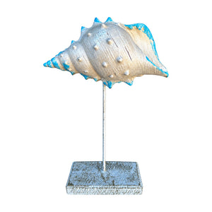 Blue-Tip Beige Seasnail Figurine, white background