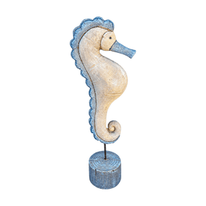 Brown & Blue-Grey Seahorse Figurine, transparent background