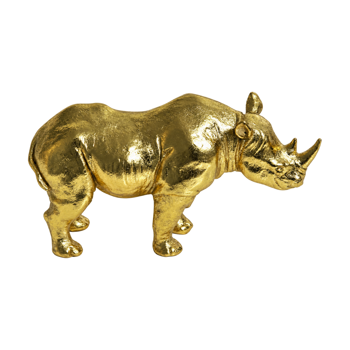 Gold Rhino Figurine, transparent background