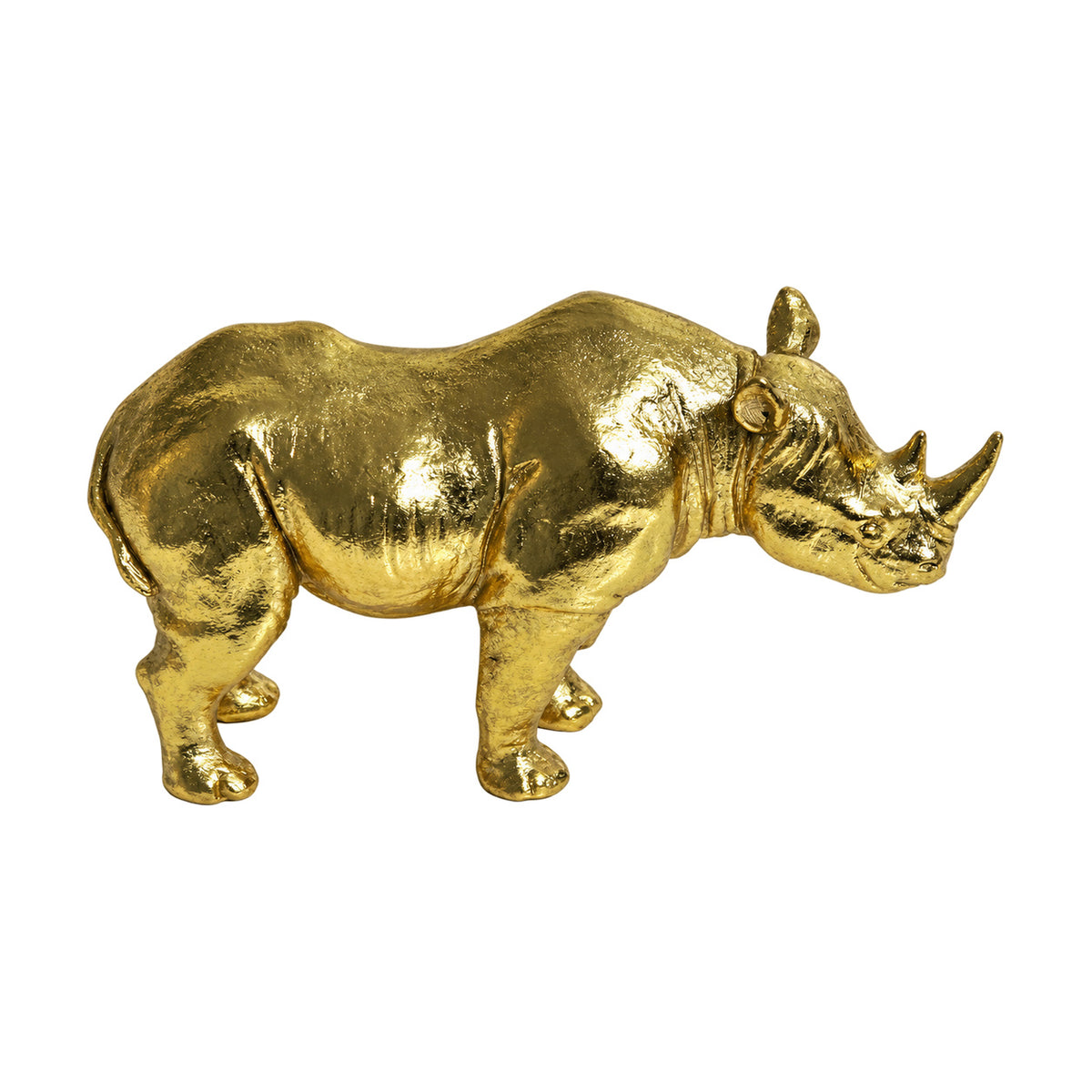Gold Rhino Figurine, white background
