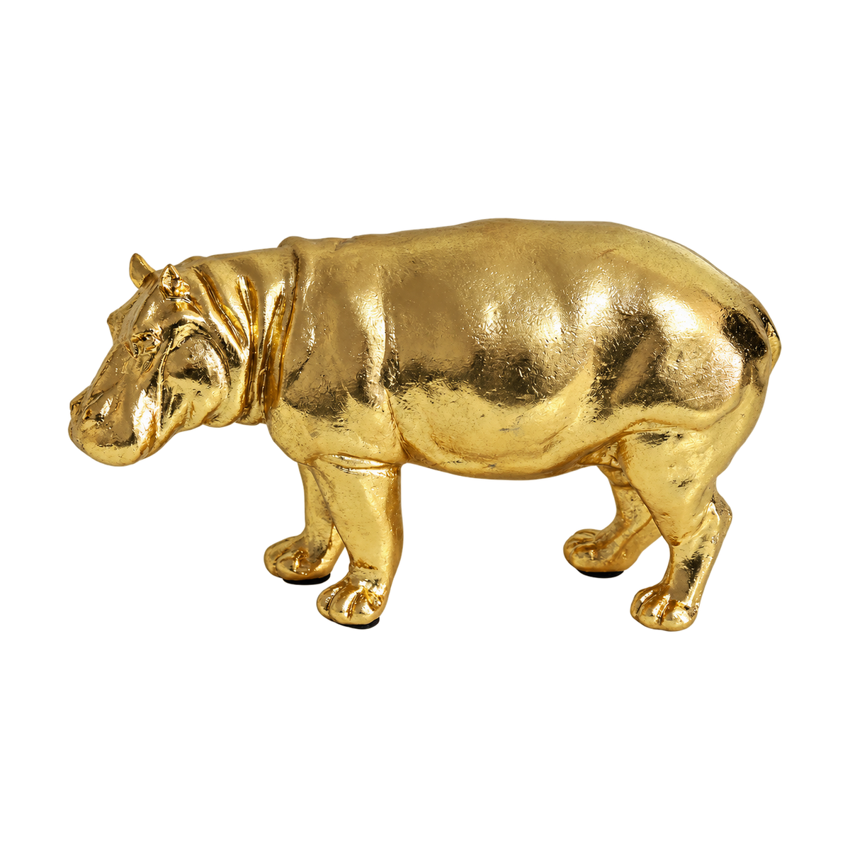 Golden Hippo Figurine, transparent background